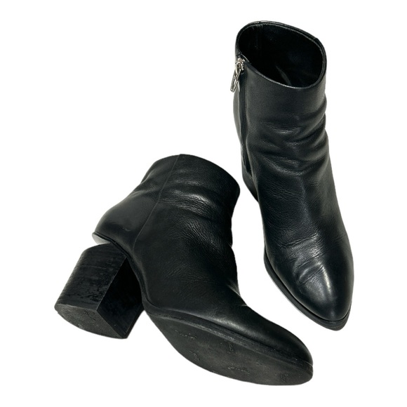 Alexander Wang Gabi Black Ankle Boots Silver Sliced  Heel Sz 40 - Picture 2 of 15
